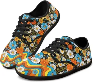 Barefoot Shoes Women Wide Toe Box Zero Drop Shoes Lightweight Lace Up Sneaker Breathable Non-Slip Athletic Barefoot Shoes Casual Walking Flats Shoes
