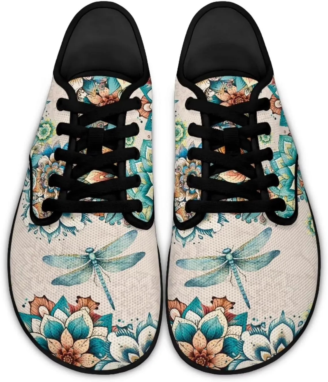 Barefoot Shoes Women Wide Toe Box Zero Drop Shoes Lightweight Lace Up Sneaker Breathable Non-Slip Athletic Barefoot Shoes Casual Walking Flats Shoes