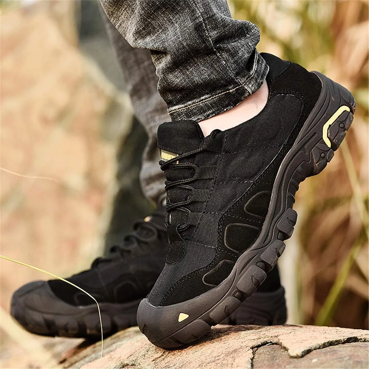 CHICLOVEY Men's Non-Slip Outdoor Hiking Sneakers Casual Lace Up Breathable Loafers Shoes