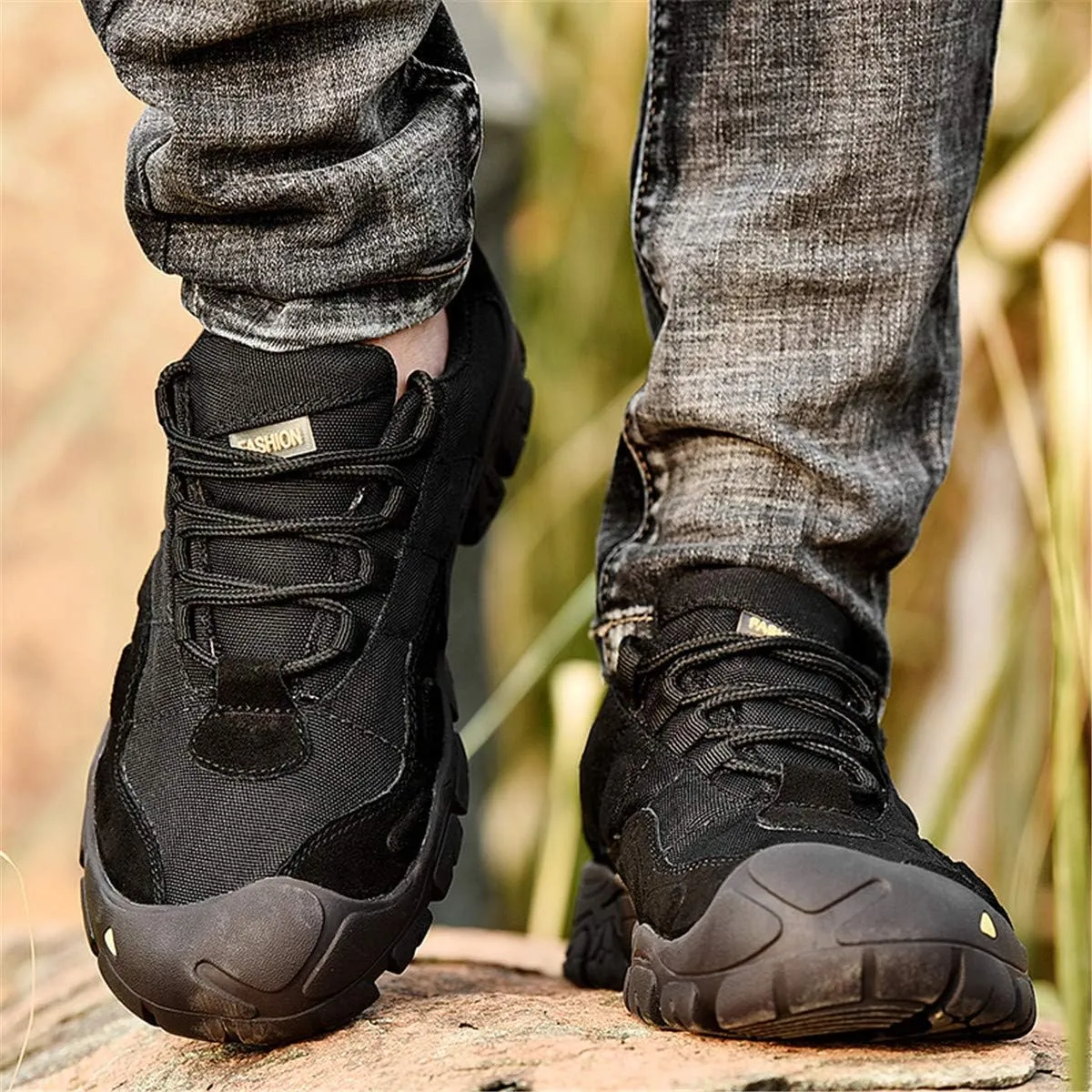 CHICLOVEY Men's Non-Slip Outdoor Hiking Sneakers Casual Lace Up Breathable Loafers Shoes
