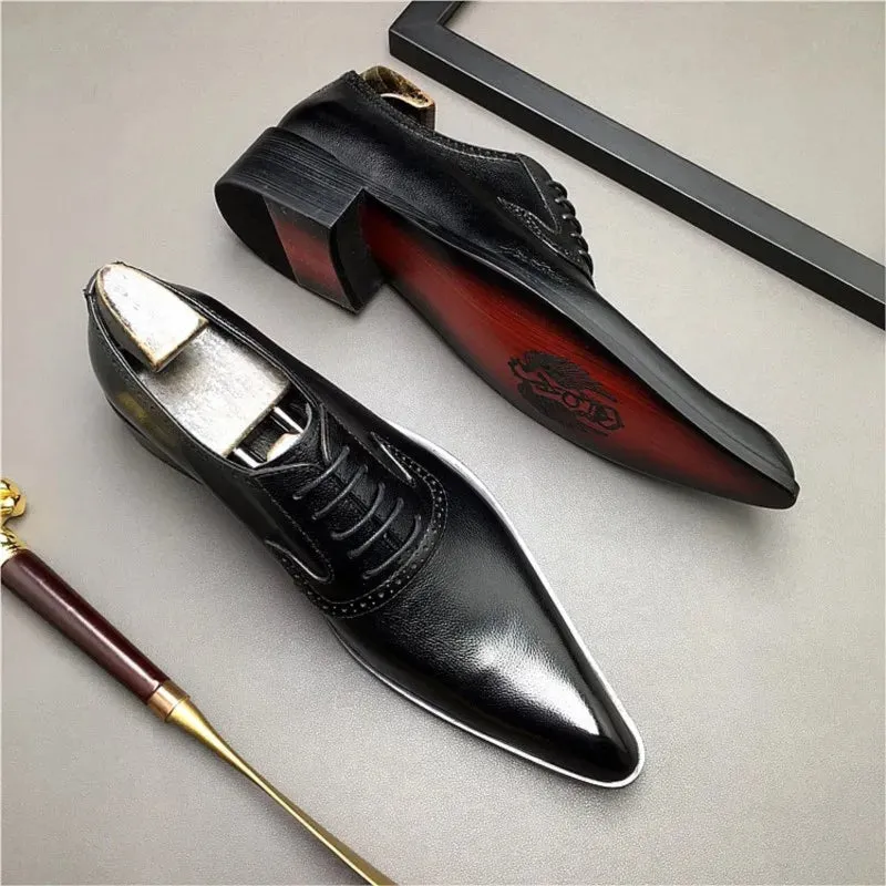 Engraved Sole Solid Genuine Leather Shoes