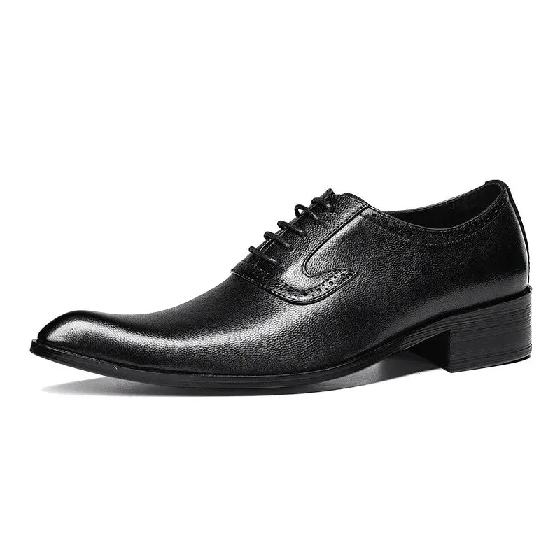 Engraved Sole Solid Genuine Leather Shoes