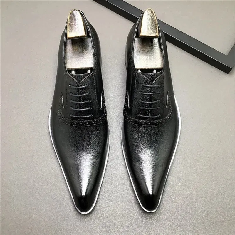 Engraved Sole Solid Genuine Leather Shoes