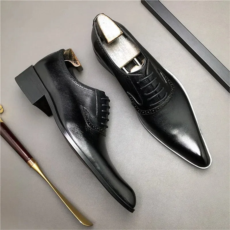 Engraved Sole Solid Genuine Leather Shoes