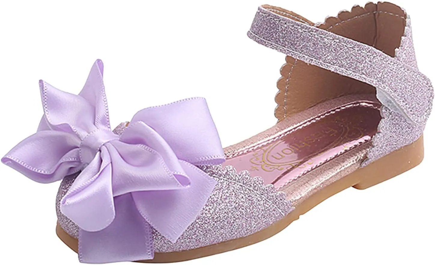 EnJoCho Girls Dress Shoes Glitter Princess Low Heels Knot Bling Party Wedding Flower Girls Shoes Pump Sandals for 1-7Years