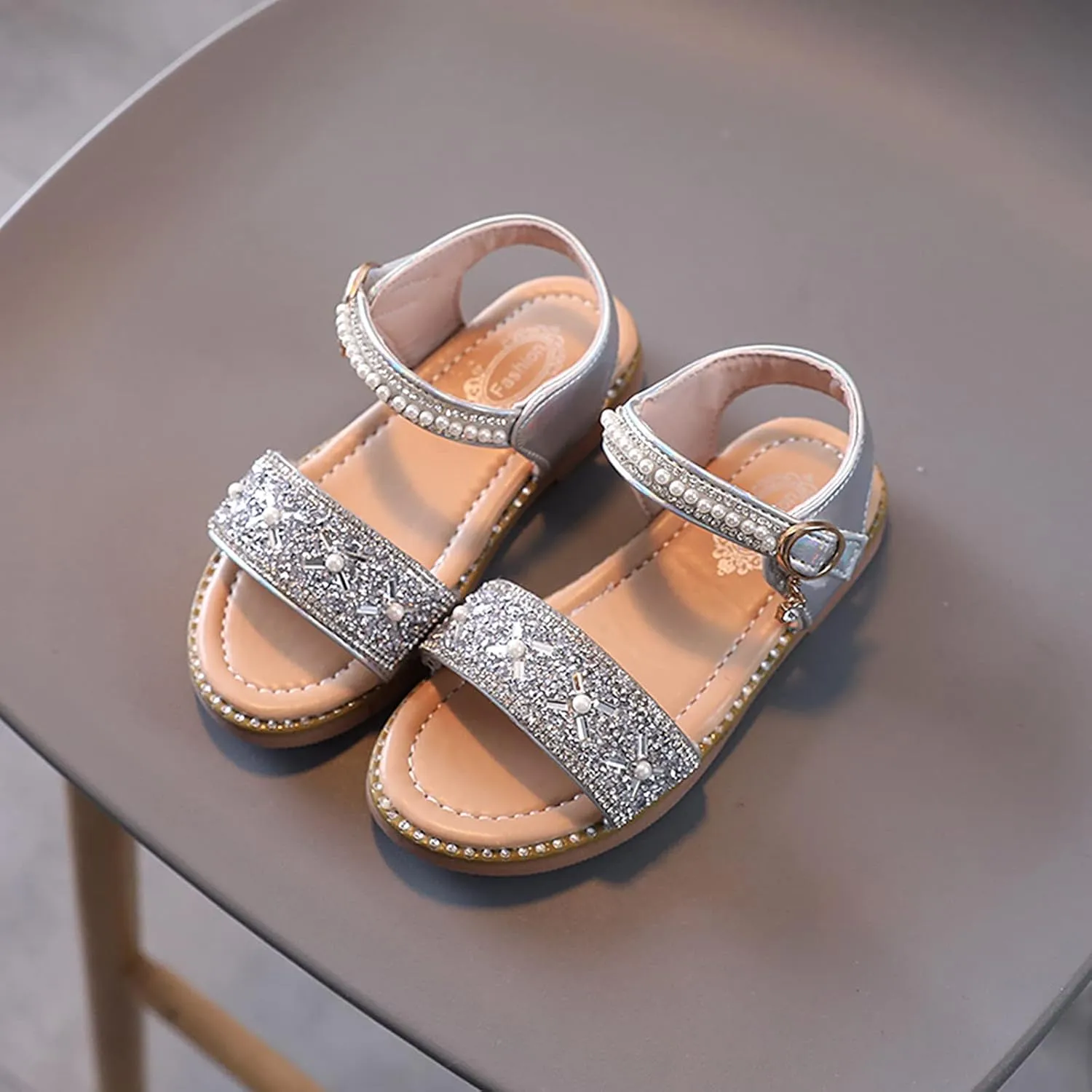 EnJoCho Toddler Infant Kids Baby Girls Crystal Pearl Princess Shoes Open Toe Non Slip Sandals Summer Dress School Shoes