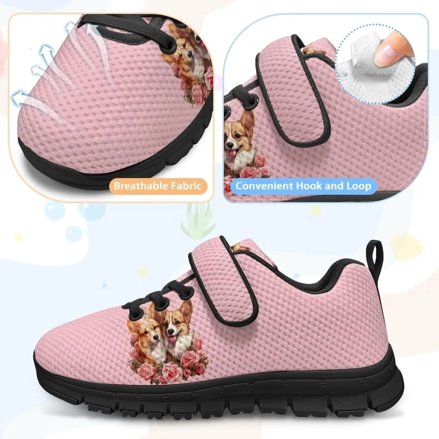 Girls Boys Dog Running Sneakers Lightweight Hiking Tennis Fitness Training Shoes for Little Kid