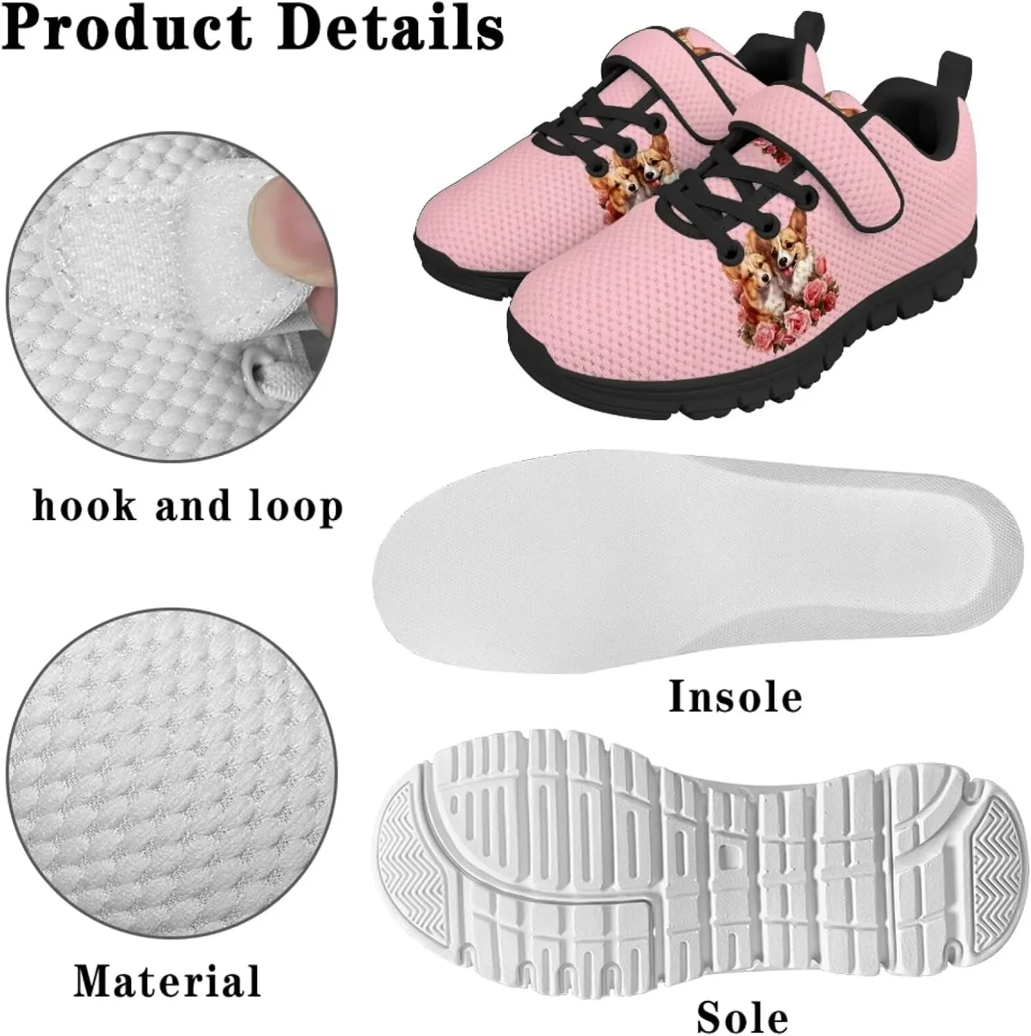 Girls Boys Dog Running Sneakers Lightweight Hiking Tennis Fitness Training Shoes for Little Kid