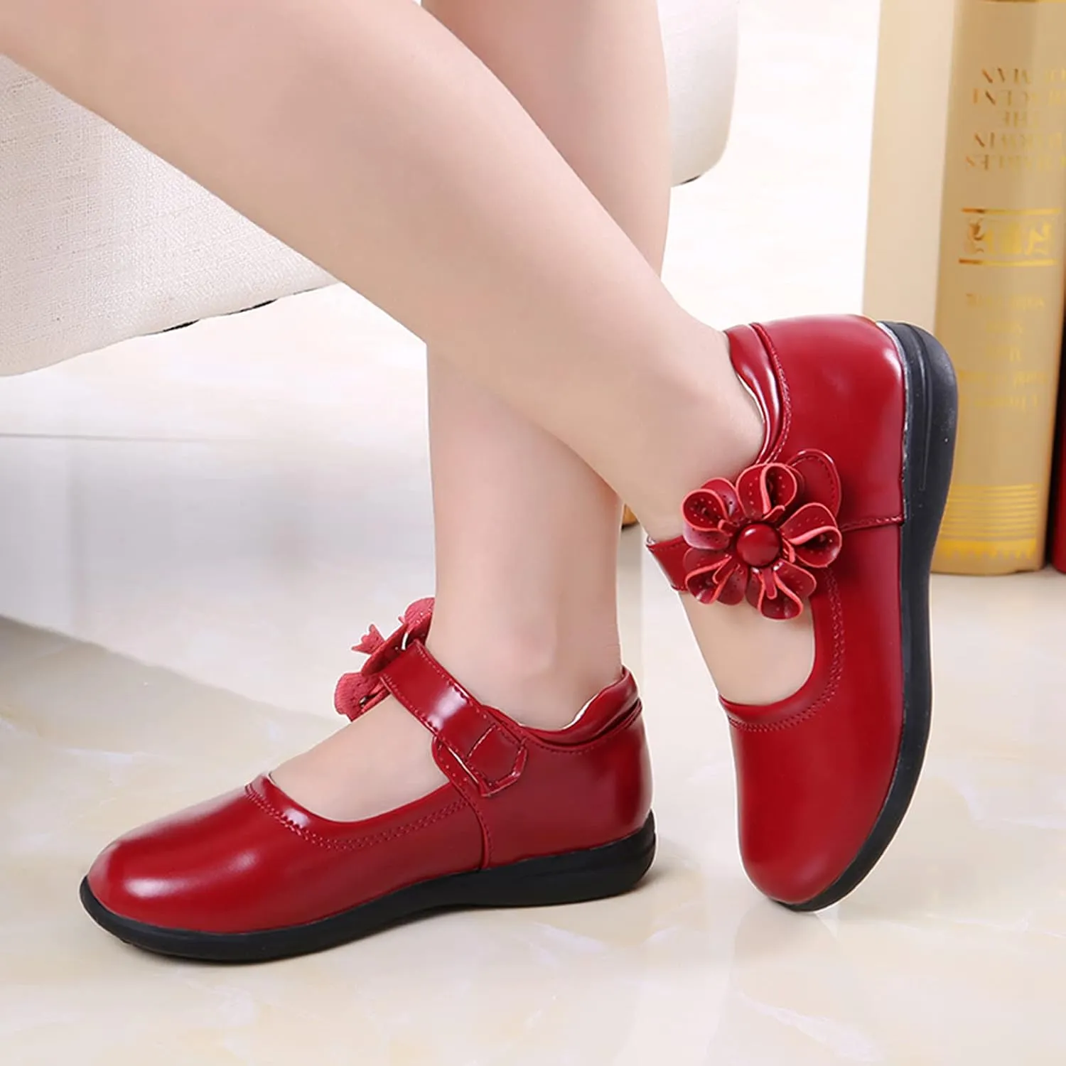 Girls Dress Shoes,Children Baby Girls Leather Flower Princess Shoes Soft Dance Shoes Kids Shoes 3-12 Years