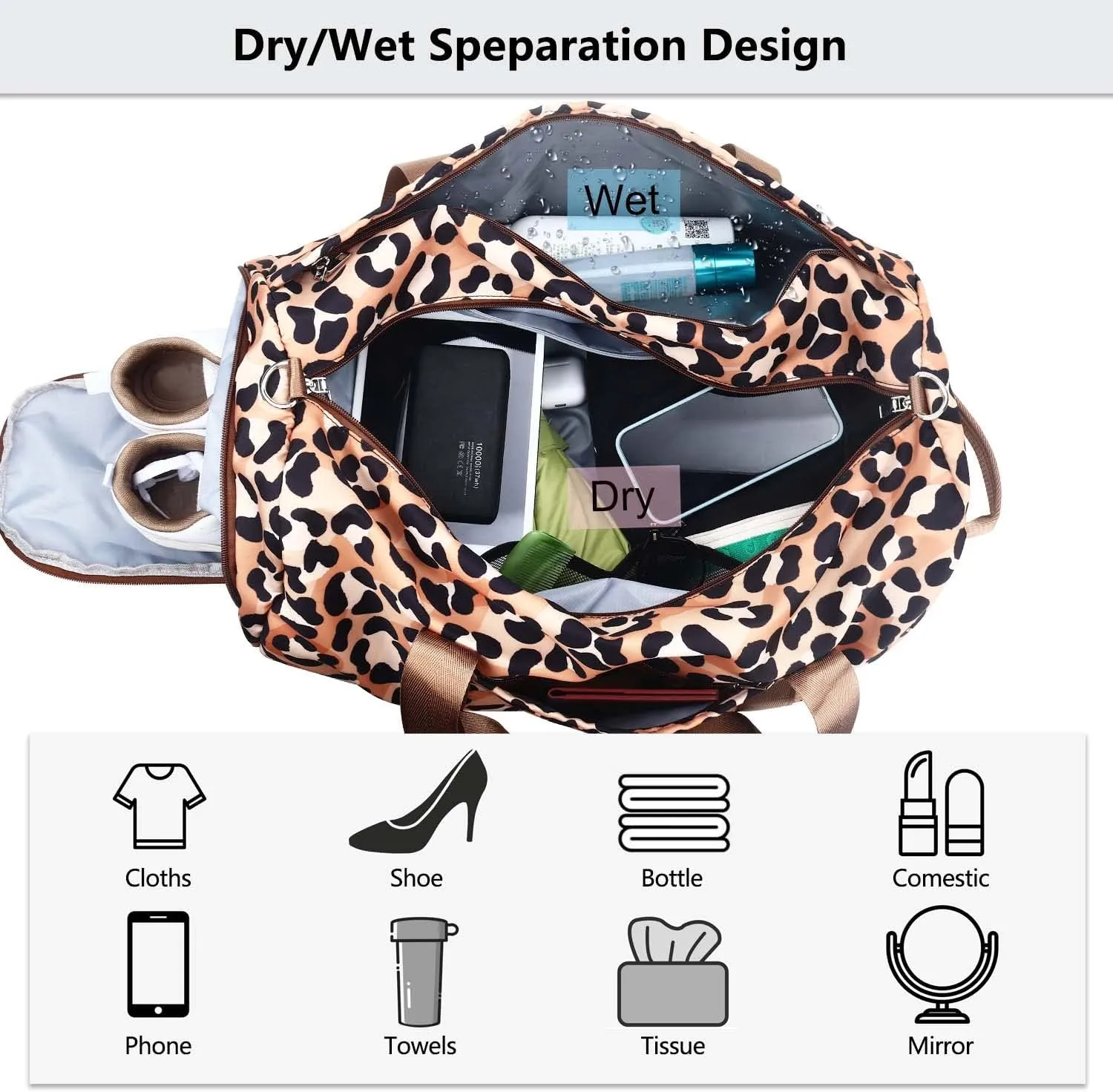 Gym Bag for Women, Small Sport Duffel Bag for Yoga Swim Dance, Gyms and Weekend Getaway,Gymbag Waterproof Dufflebag with Shoe and Wet Clothes Compartments,Carryon Overnight