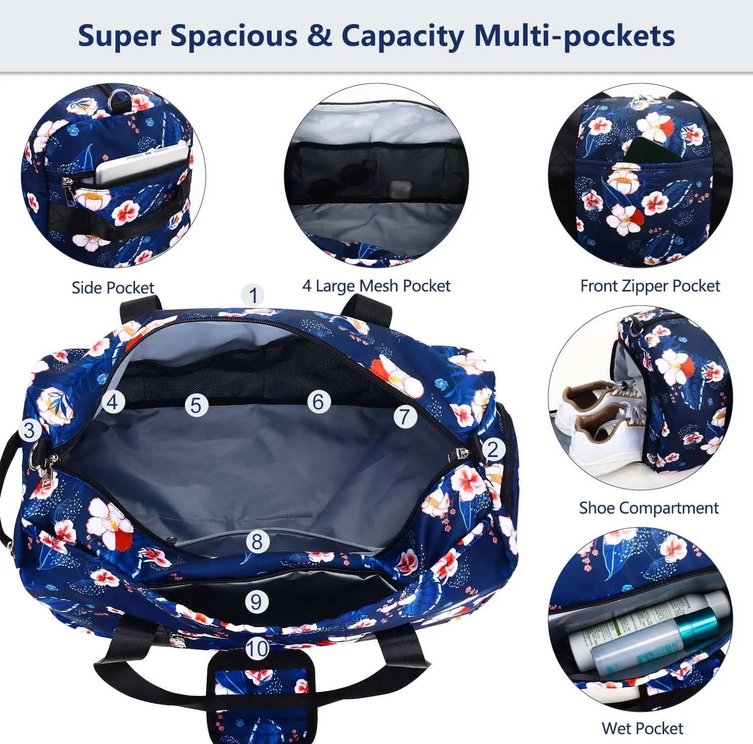 Gym Bag for Women, Small Sport Duffel Bag for Yoga Swim Dance, Gyms and Weekend Getaway,Gymbag Waterproof Dufflebag with Shoe and Wet Clothes Compartments,Carryon Overnight