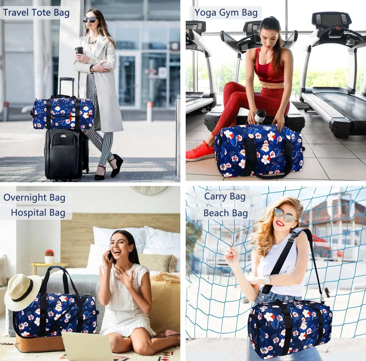Gym Bag for Women, Small Sport Duffel Bag for Yoga Swim Dance, Gyms and Weekend Getaway,Gymbag Waterproof Dufflebag with Shoe and Wet Clothes Compartments,Carryon Overnight