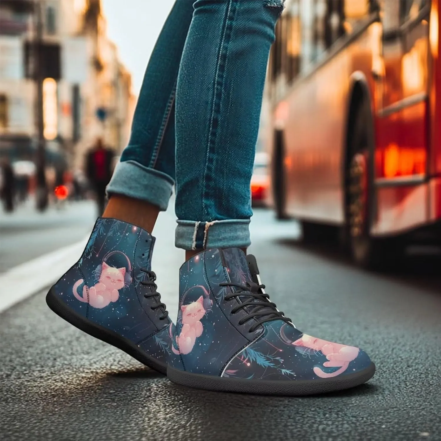 High Top Animal Design Barefoot Shoes Men, Wide Toe, Rubber Sole Sneakers for Running & Zero-Drop Shoes with Ground Feel