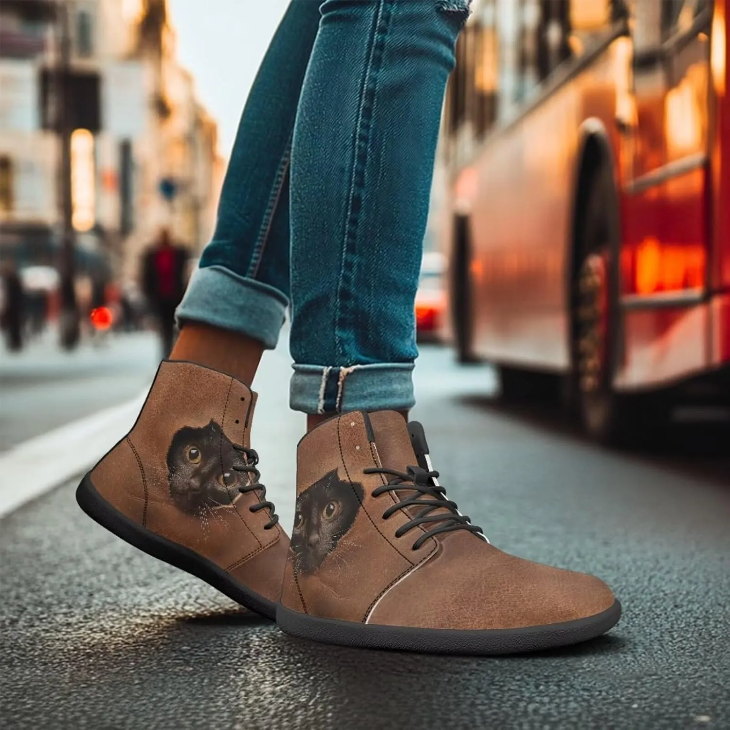 High Top Animal Design Zero-Drop Barefoot Shoes, Wide Toe Shoes for Men - Rubber Sole Running Shoes