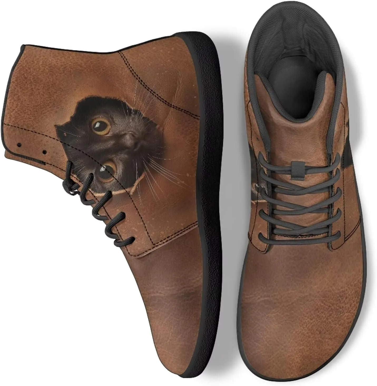 High Top Animal Design Zero-Drop Barefoot Shoes, Wide Toe Shoes for Men - Rubber Sole Running Shoes