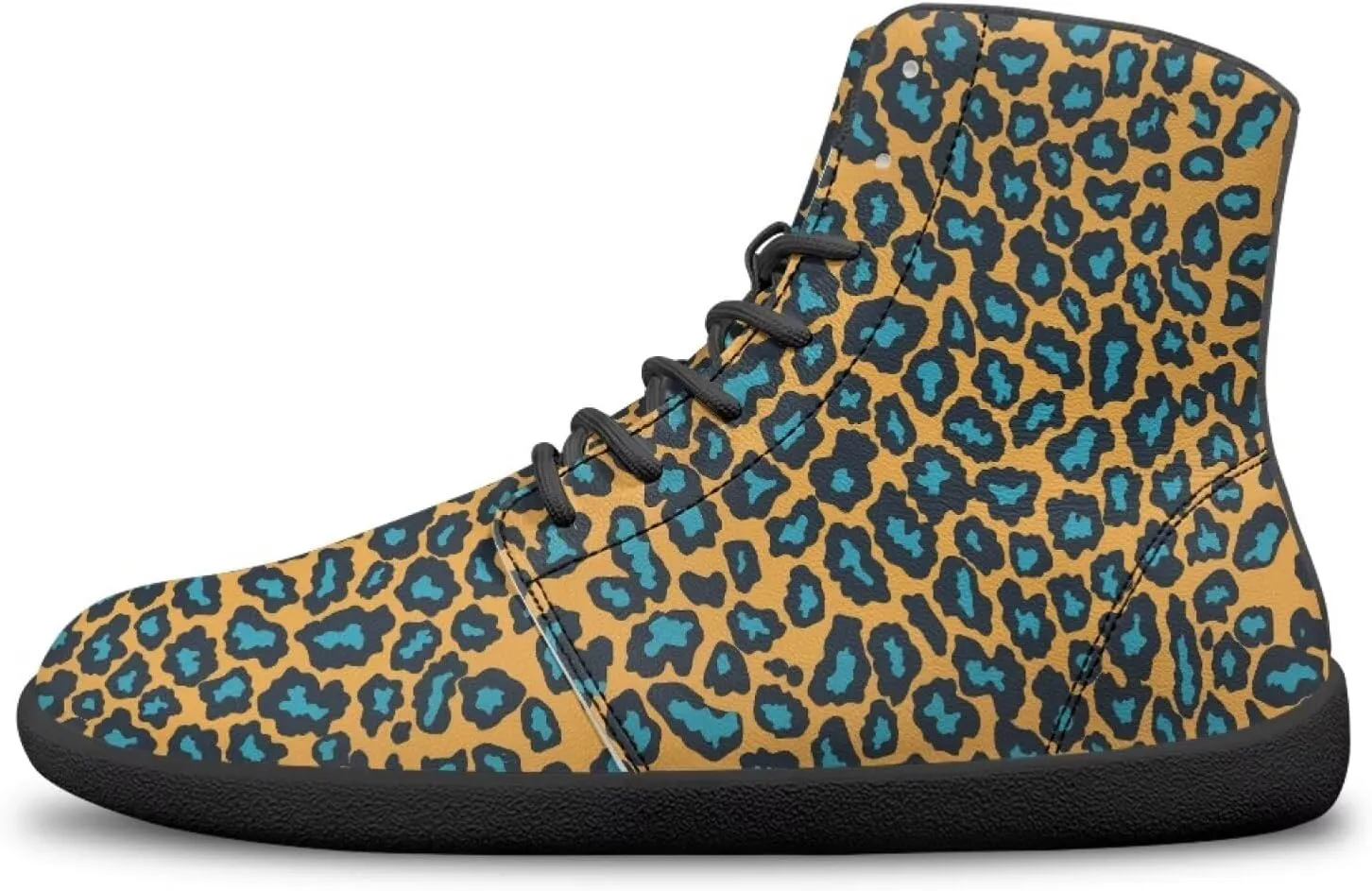 High Top Animal Print Barefoot Running Shoes for Men Grounded Footwear Wide Toe Box Gym Shoes Casual Mens Shoes