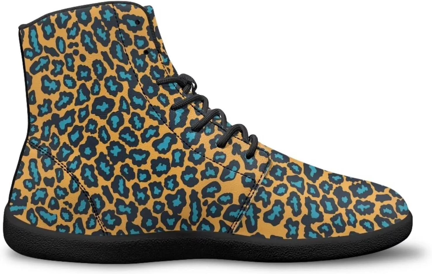 High Top Animal Print Barefoot Running Shoes for Men Grounded Footwear Wide Toe Box Gym Shoes Casual Mens Shoes