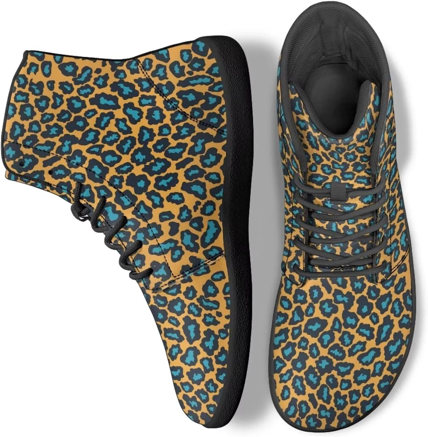 High Top Animal Print Barefoot Running Shoes for Men Grounded Footwear Wide Toe Box Gym Shoes Casual Mens Shoes