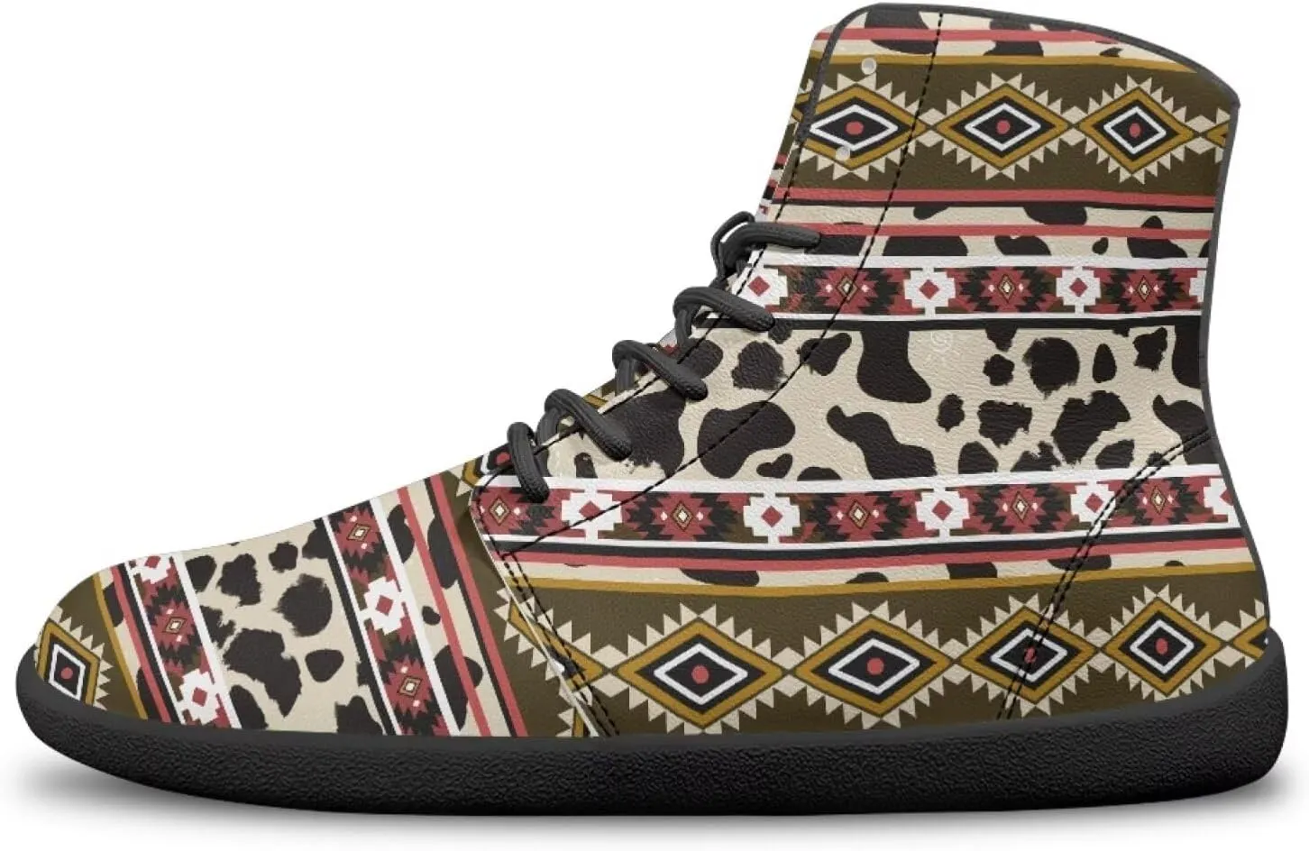 High Top Animal Print Barefoot Running Shoes for Men Grounded Footwear Wide Toe Box Gym Shoes Casual Mens Shoes