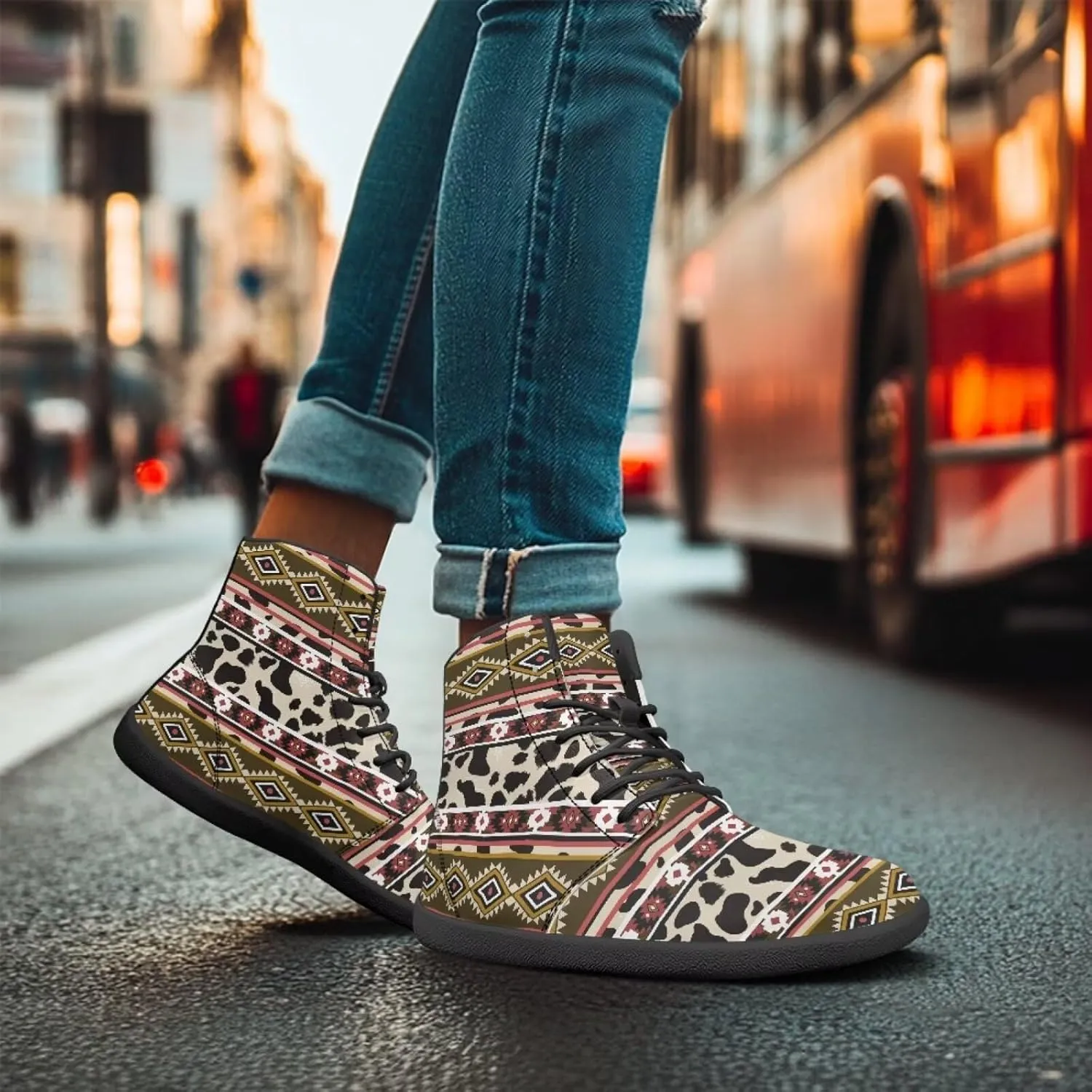 High Top Animal Print Barefoot Running Shoes for Men Grounded Footwear Wide Toe Box Gym Shoes Casual Mens Shoes