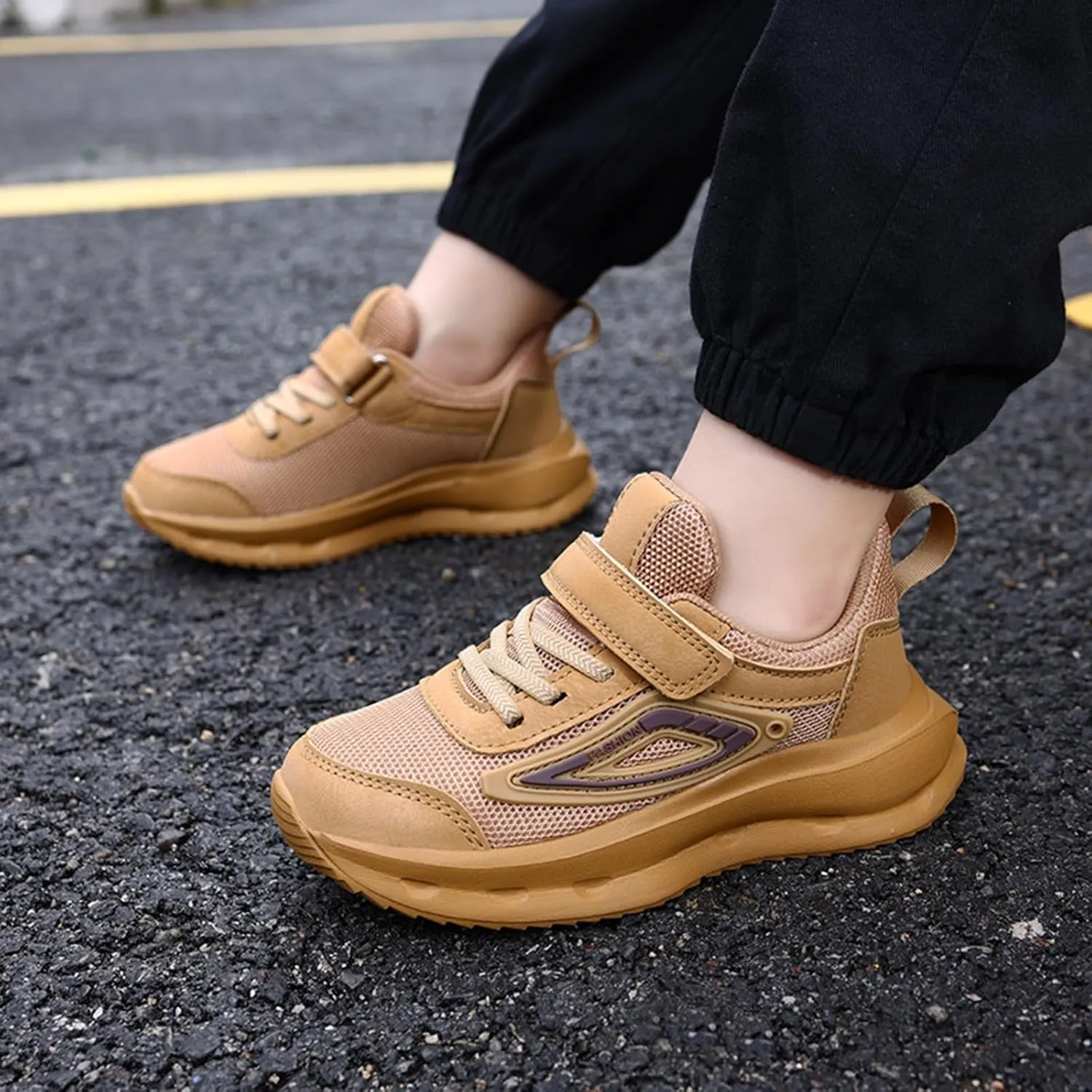 Kids Sneakers for Boys Girls Running Tennis Shoes Lightweight Breathable Adjustable Sport Athletic Non-Slip Shoes