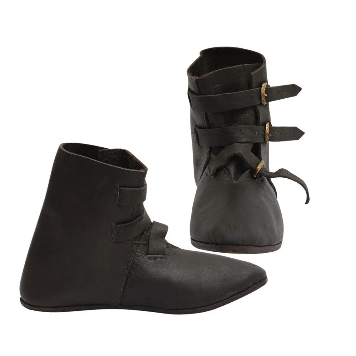 Men's Medieval Leather Shoe Middle Ages Ankle Boots with Buckles - Men's civil war Shoes & Boots