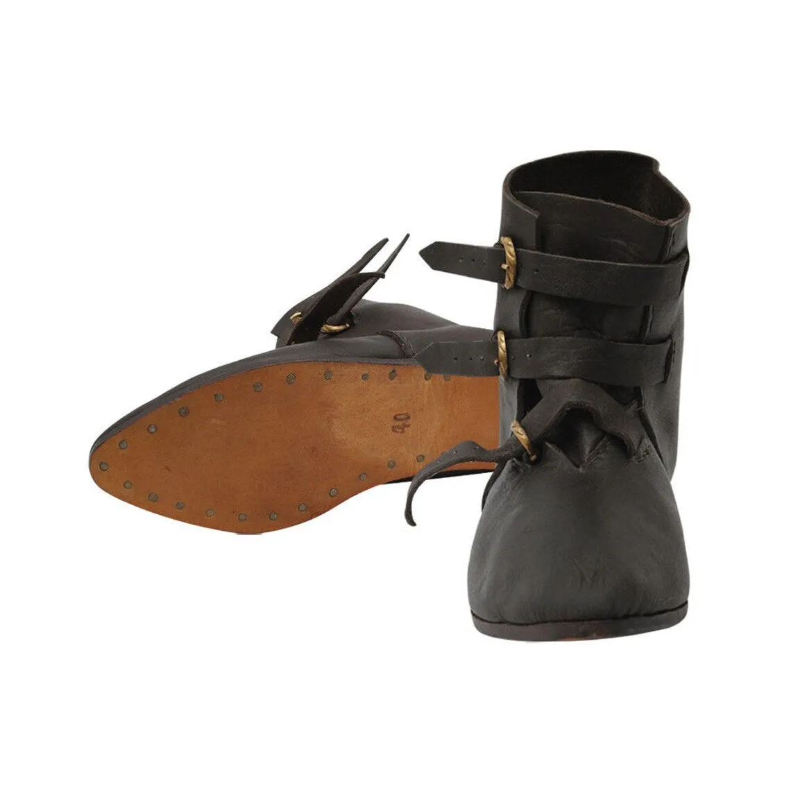 Men's Medieval Leather Shoe Middle Ages Ankle Boots with Buckles - Men's civil war Shoes & Boots