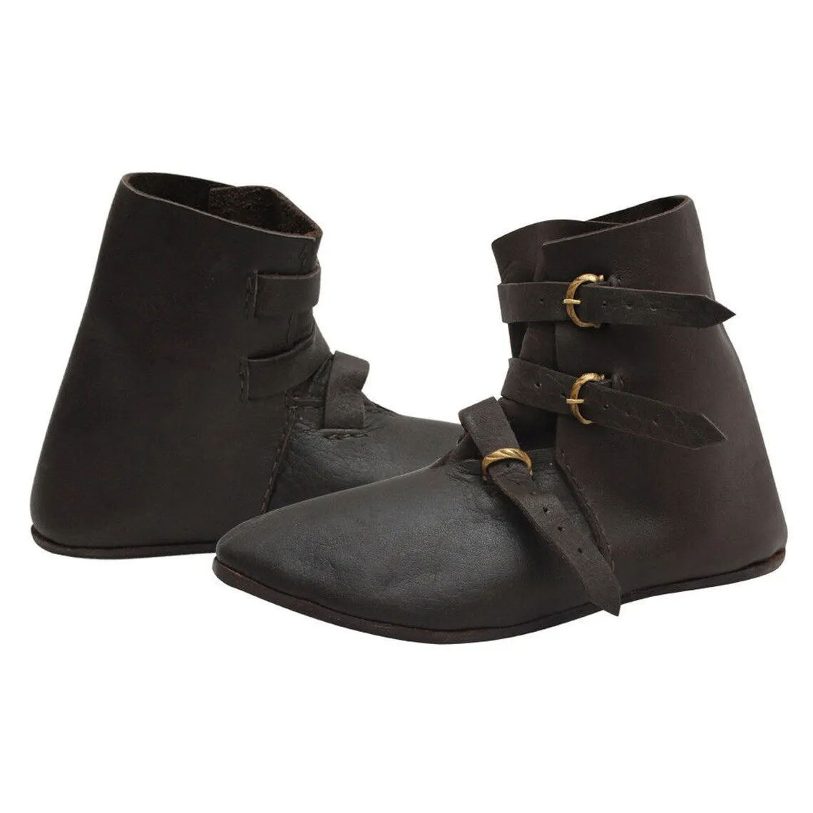 Men's Medieval Leather Shoe Middle Ages Ankle Boots with Buckles - Men's civil war Shoes & Boots