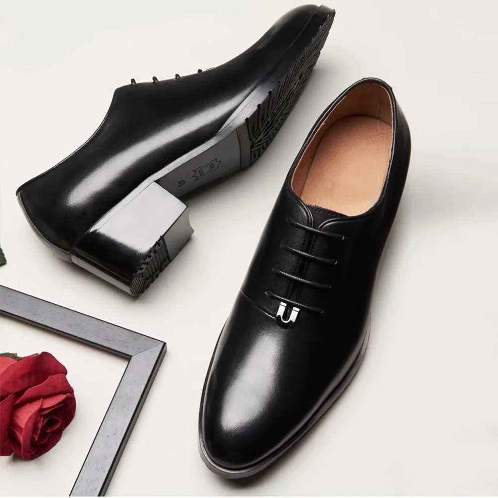 Refined Leather Pointed Toe Oxford Dress Shoes
