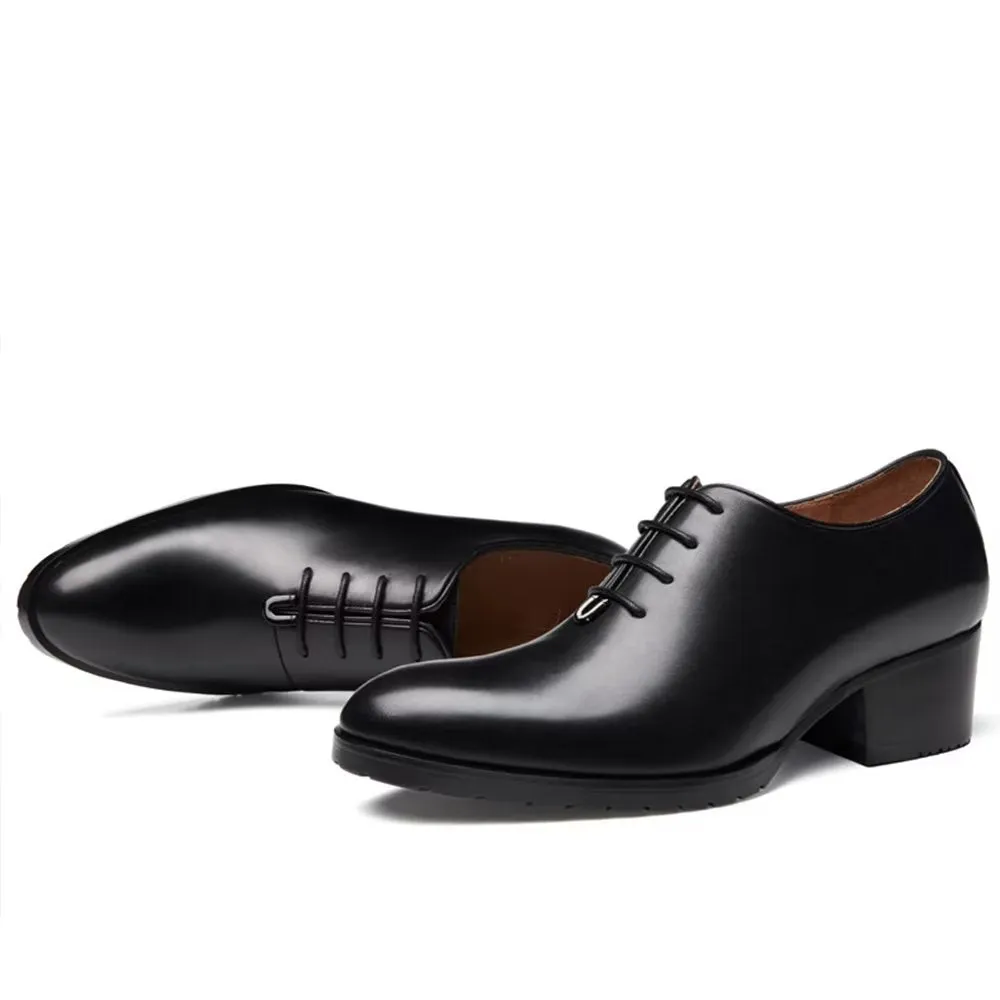 Refined Leather Pointed Toe Oxford Dress Shoes