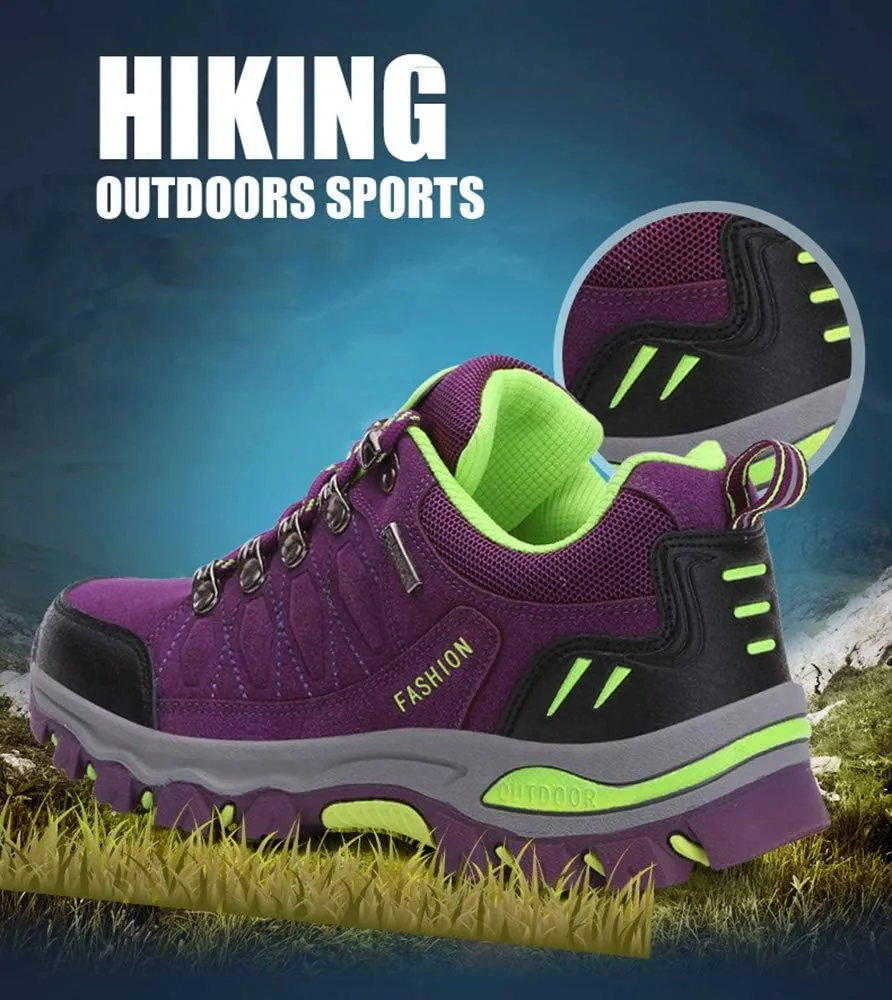 Rojeam Women Men Mountain Trekking Boots Lace-up Hiking Boots Walking Trainers Shoes for Outdoor Sports