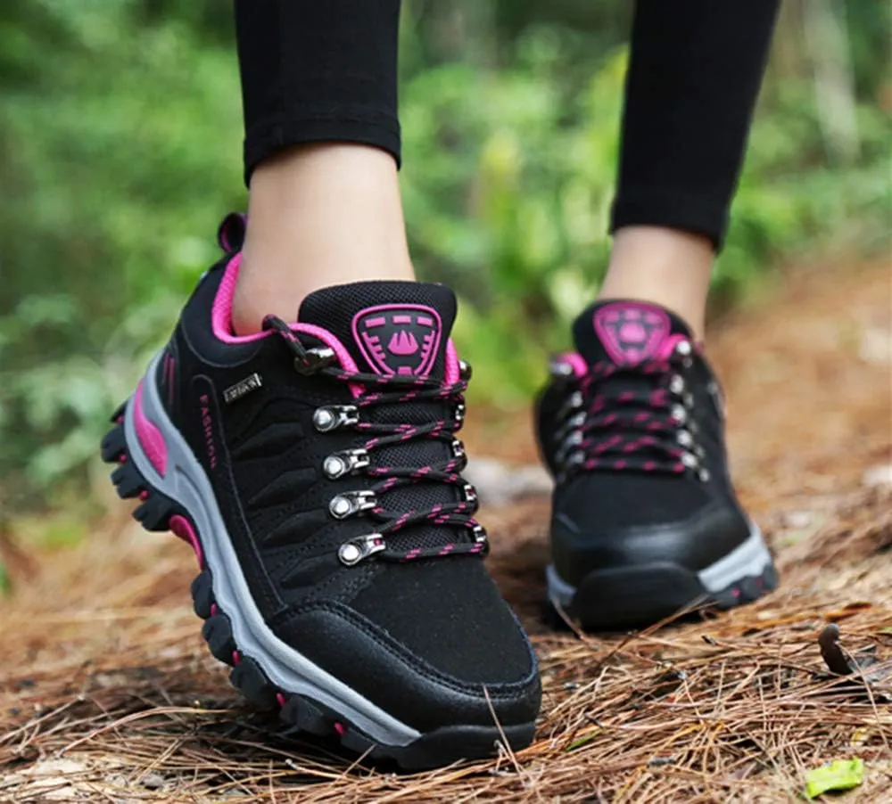 Rojeam Women Men Mountain Trekking Boots Lace-up Hiking Boots Walking Trainers Shoes for Outdoor Sports