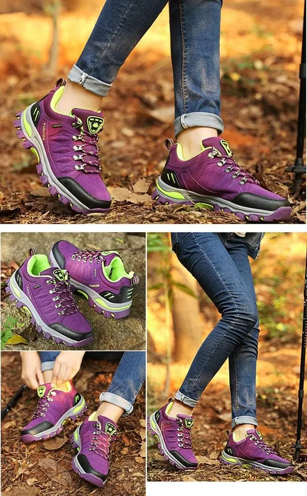 Rojeam Women Men Mountain Trekking Boots Lace-up Hiking Boots Walking Trainers Shoes for Outdoor Sports