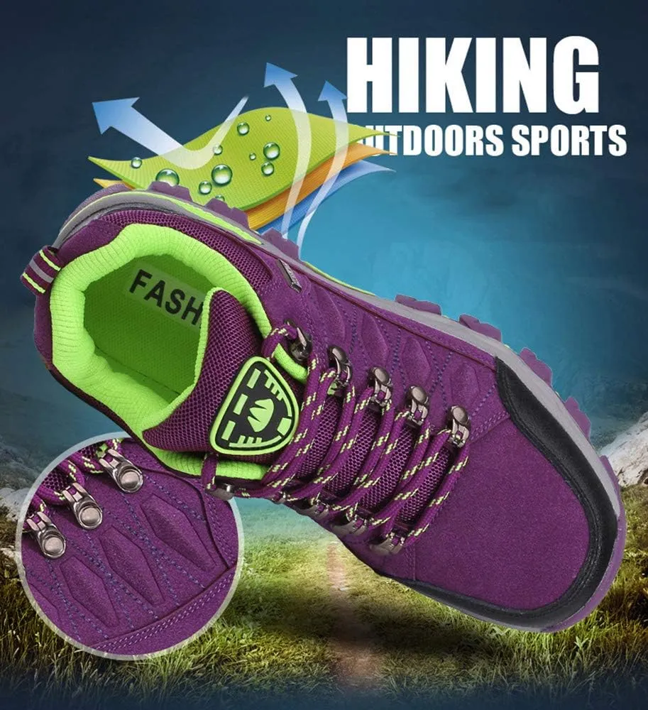 Rojeam Women Men Mountain Trekking Boots Lace-up Hiking Boots Walking Trainers Shoes for Outdoor Sports