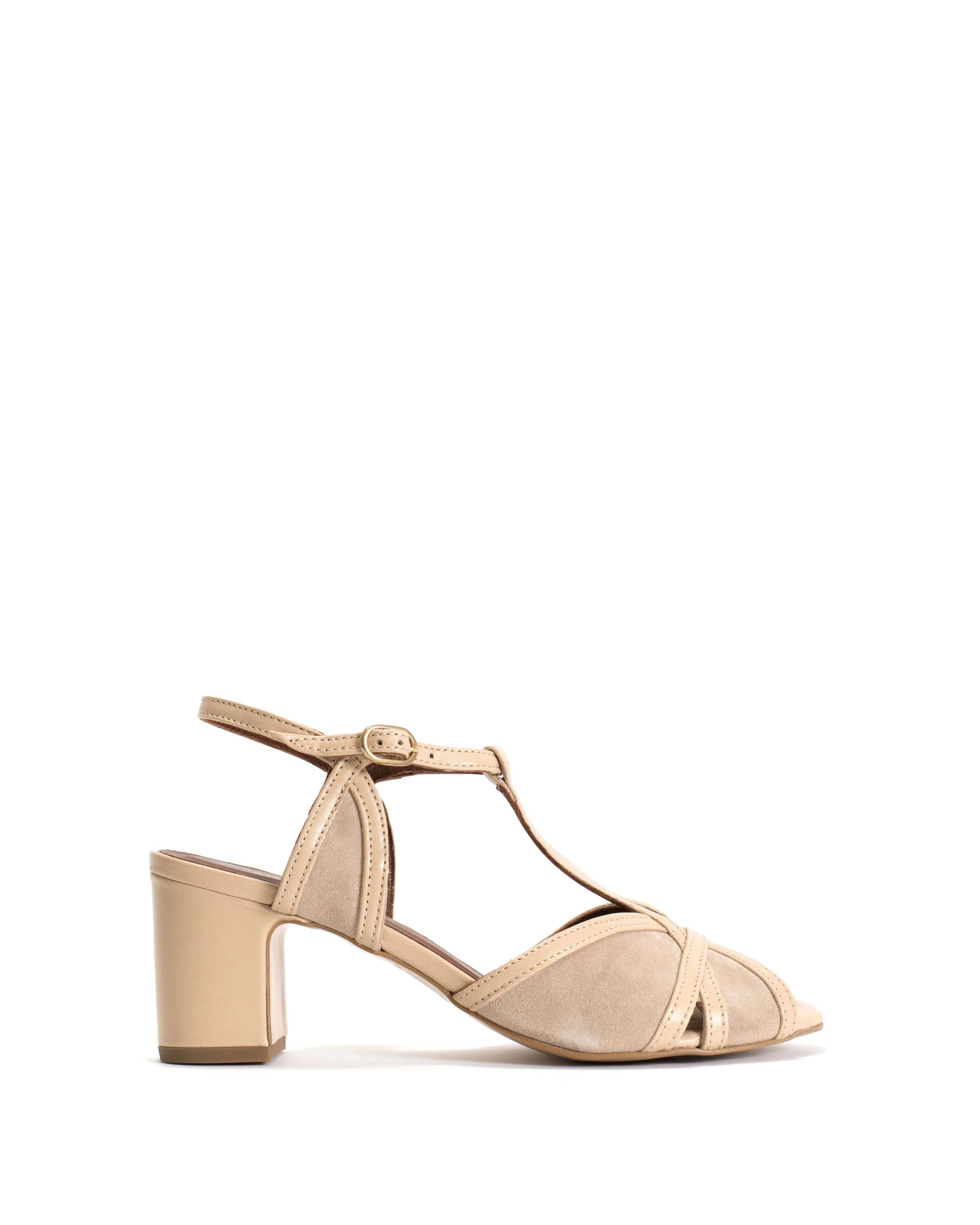 Therese 55 Shiny lamb & calf suede Vanilla cream