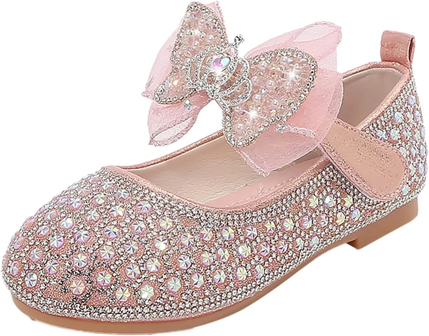 Toddler Girls Dress Shoes Glitter Mary Jane Flats Low Heels Shoes for Wedding Party Performance