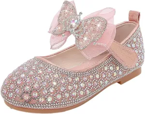 Toddler Girls Dress Shoes Glitter Mary Jane Flats Low Heels Shoes for Wedding Party Performance